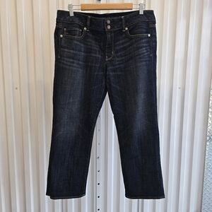 American Eagle Outfitters Women's Artist Crop Denim Jean 14 Reg Dark Denim EUC